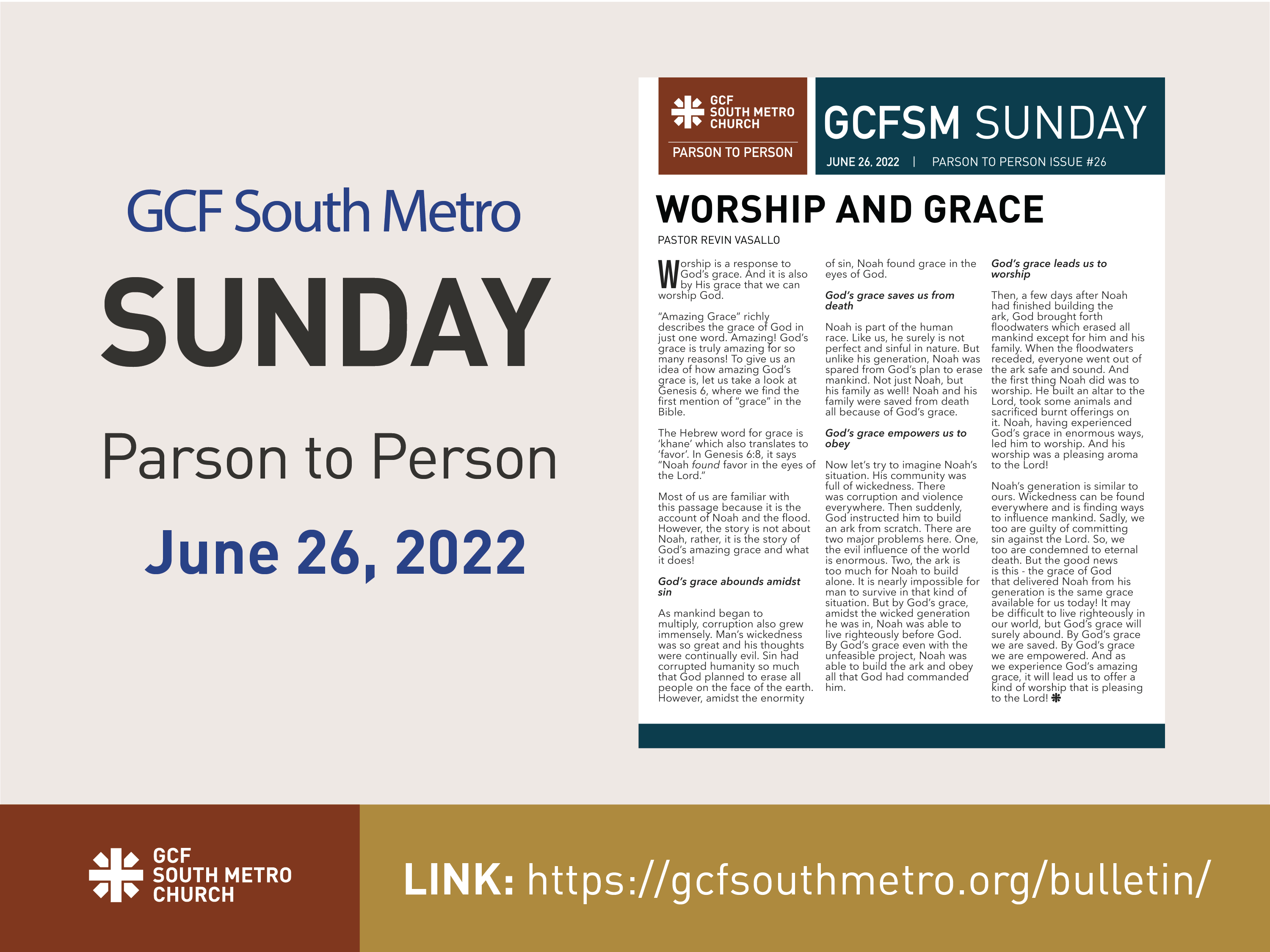 Sunday Bulletin – Parson to Person, June 26, 2022