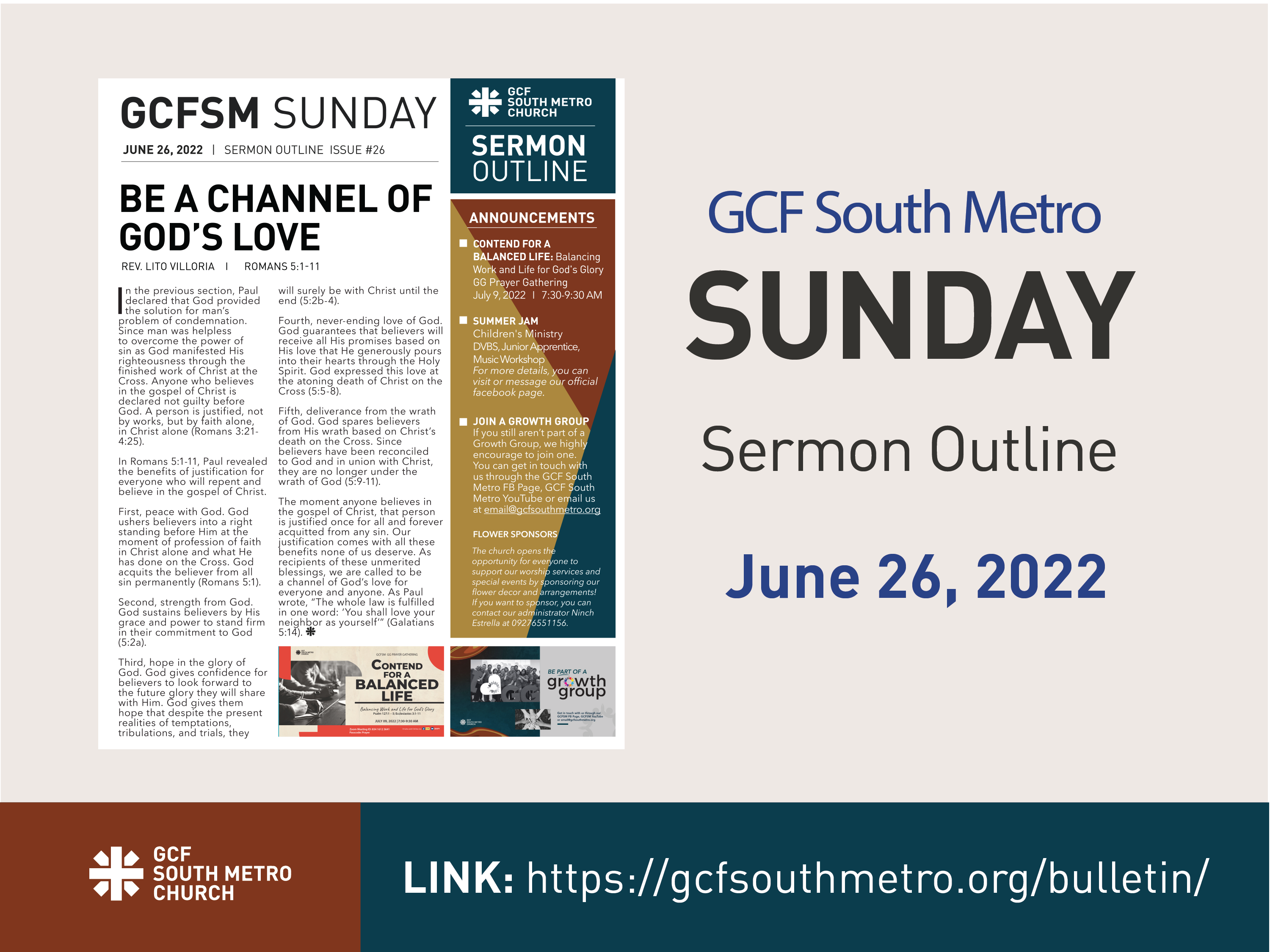 Sunday Bulletin – Sermon Outline, June 26, 2022