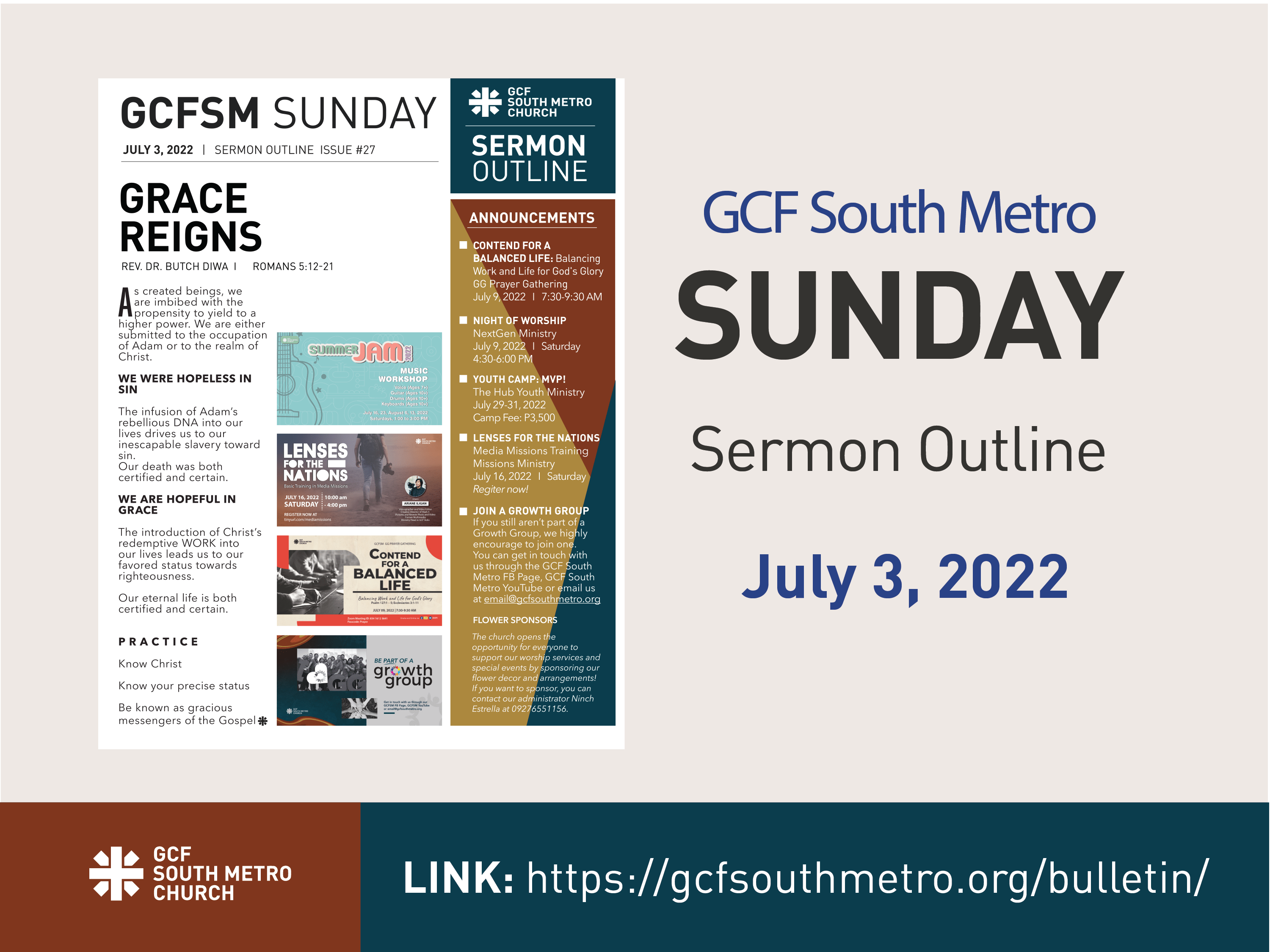 Sunday Bulletin – Sermon Outline, July 3, 2022