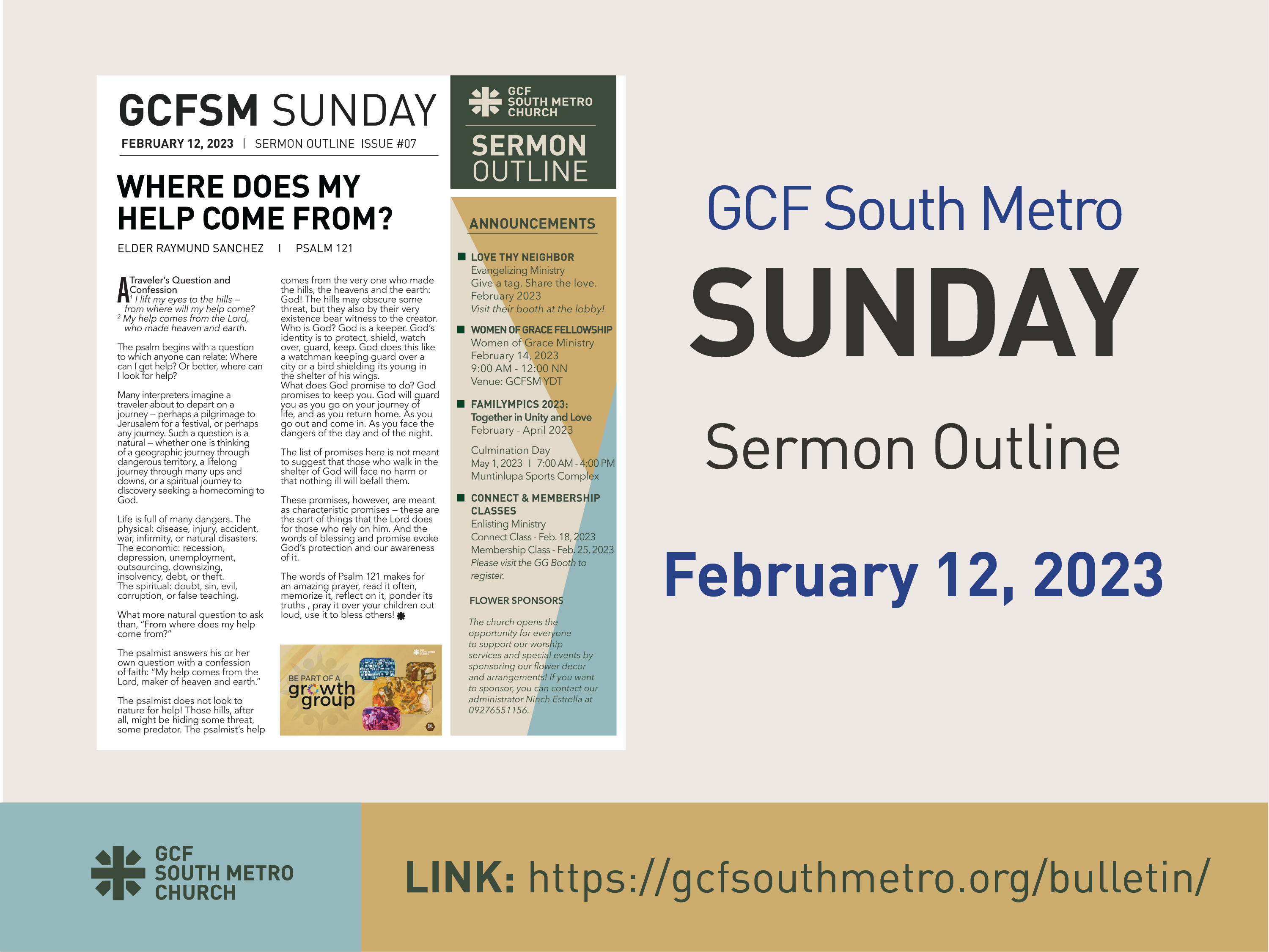 Sunday Bulletin – Sermon Outline, February 12, 2023