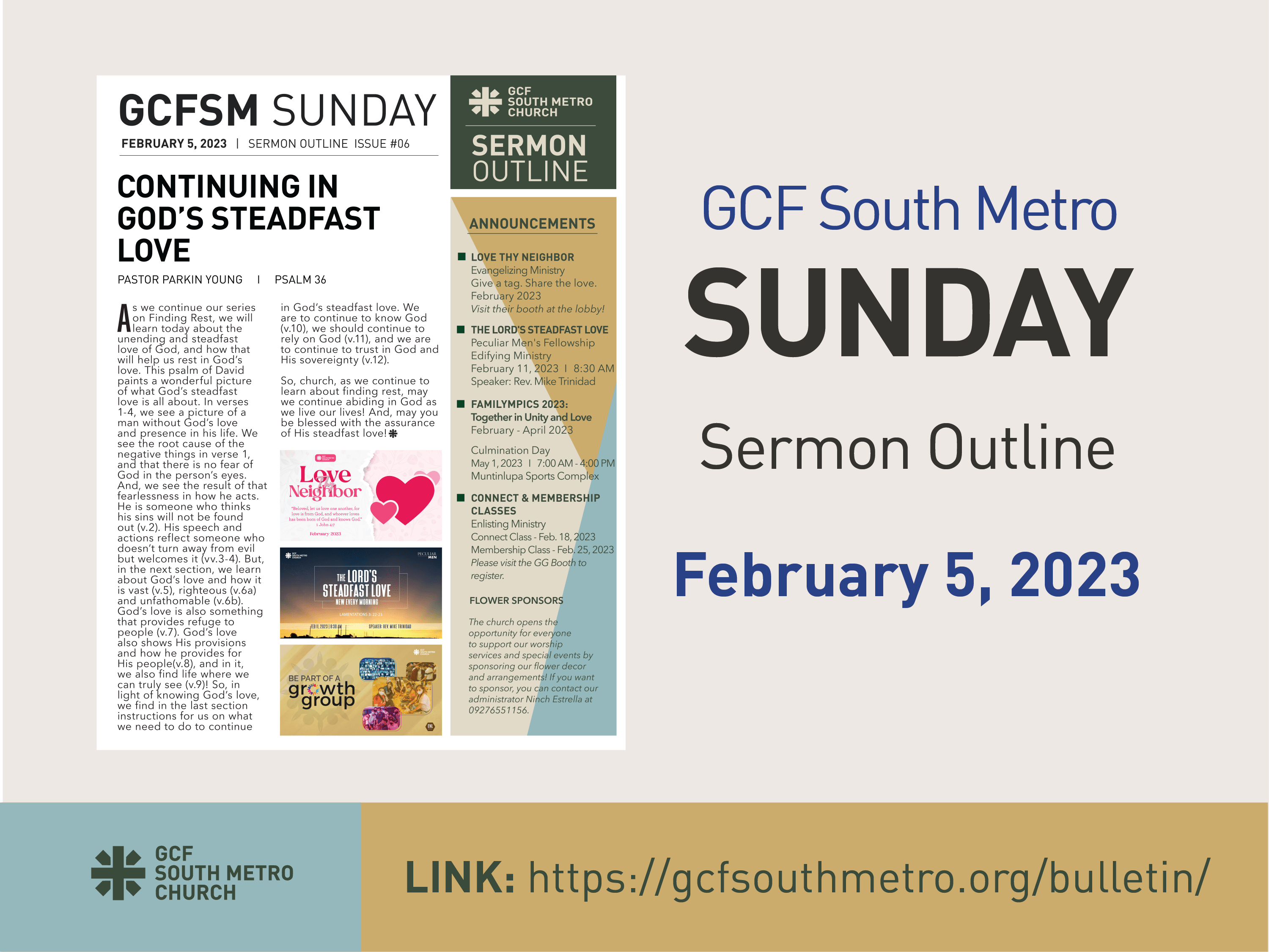 Sunday Bulletin – Sermon Outline, February 5, 2023