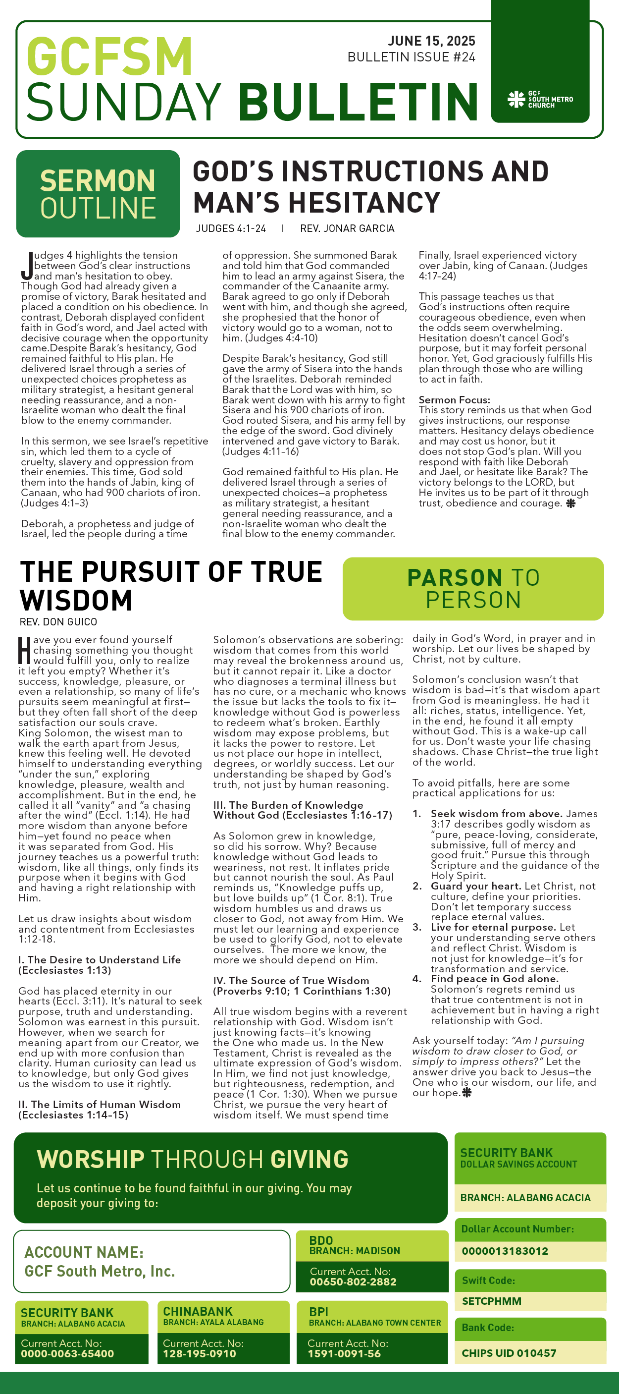 GCFSM Sunday Bulletin June 15, 2025