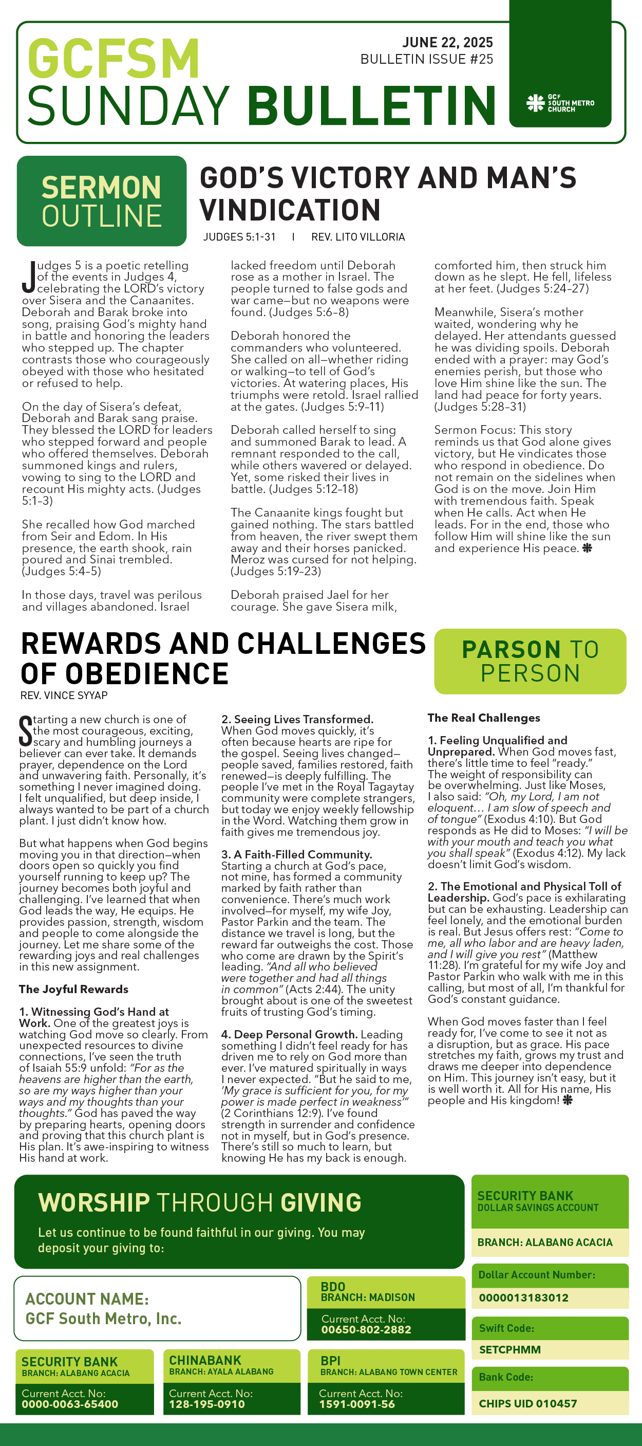 GCFSM Sunday Bulletin June 22, 2025
