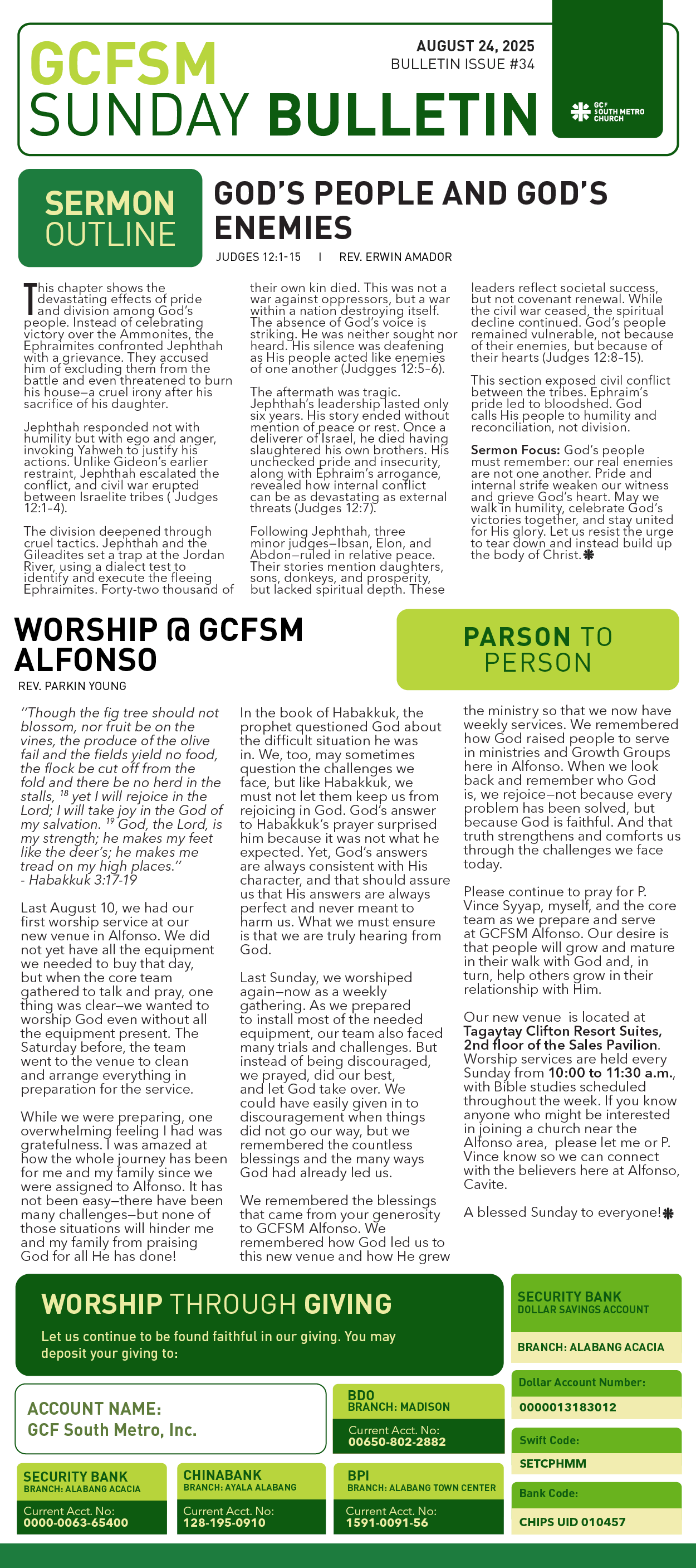 GCFSM Sunday Bulletin August 24, 2025