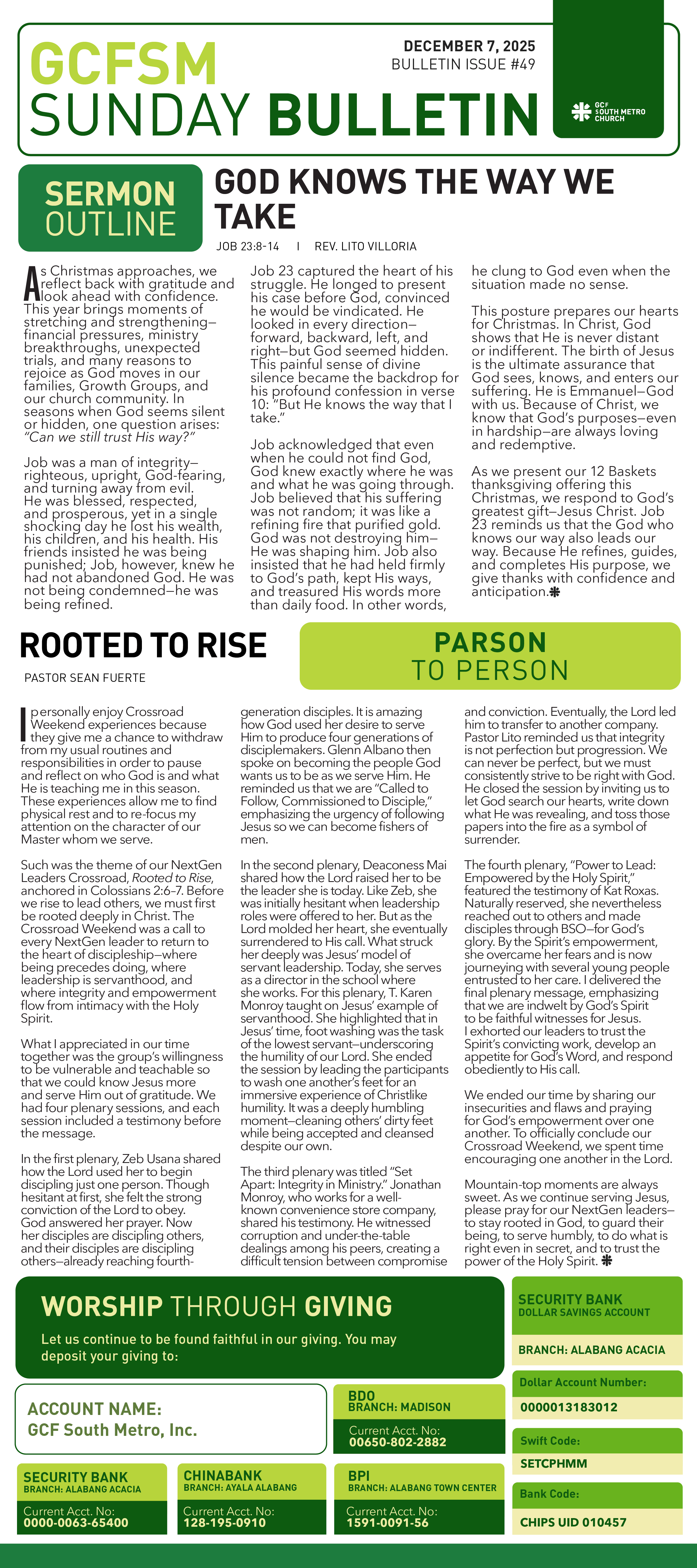 GCFSM Sunday Bulletin December 7, 2025